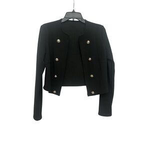 Cropped Open Front Nautical Button Blazer Size Medium Preppy